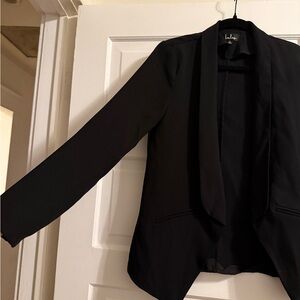 Lulu's Elegant Black Flowy Blazer